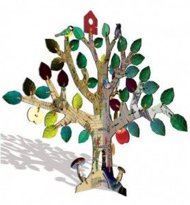 kidsonroof totem tree albero cartone riciclato