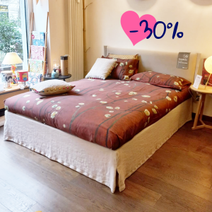 I LOVE OUTLET Onfuton Outlet Online Letto Dorsal Simplicity con testiera C20 e gonnellina in lino e cassetti da esposizione