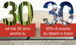 Onfuton Futon Tatami Milano 30 anni 30enni sconto 30