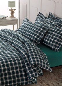 copripiumino lenzuola cotone tartan scozzese tinto in filo clan verde