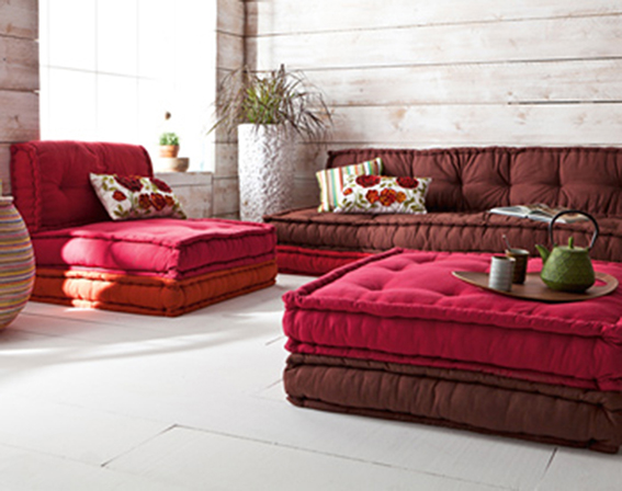 divano cuscini trapuntati tabouret materasso a terra – 3 - Onfuton